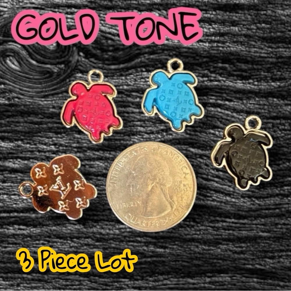 🆕 Listing - 3 Piece Lot LV Turtle Gold Tone Zipper Pull Charm